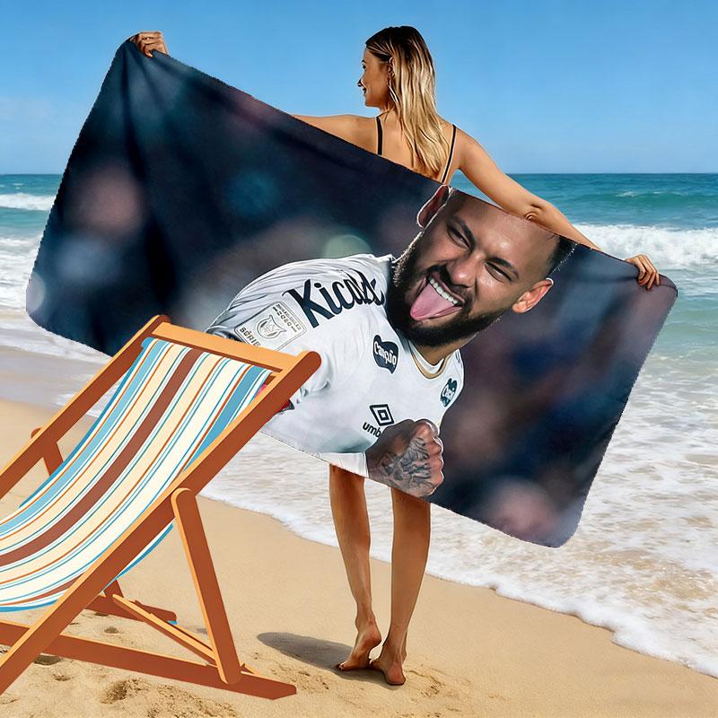 Neymar Print Beach Towel, Large Soft Quick Dry Towel for Beach Camping Swimming