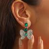 New Temperament Butterfly Square Rhinestone Necklace + Earring Pendant Set Fashionable Versatile Light Luxury High-end Collarbone Chain