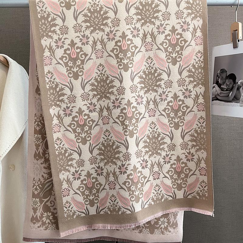 Varmt vinterskjerf i kasjmir for kvinner Luksuriøst pashminateppe Tykt sjal Vikle Halsduk Mote Bufanda Echarpe Poncho