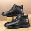 Fashion Winter Black Velvet Warm Men's Snow Boots Designer Soft Sole Casual Cotton Shoes Fashion Cow Leather  Antiskid Men Ankle Boots