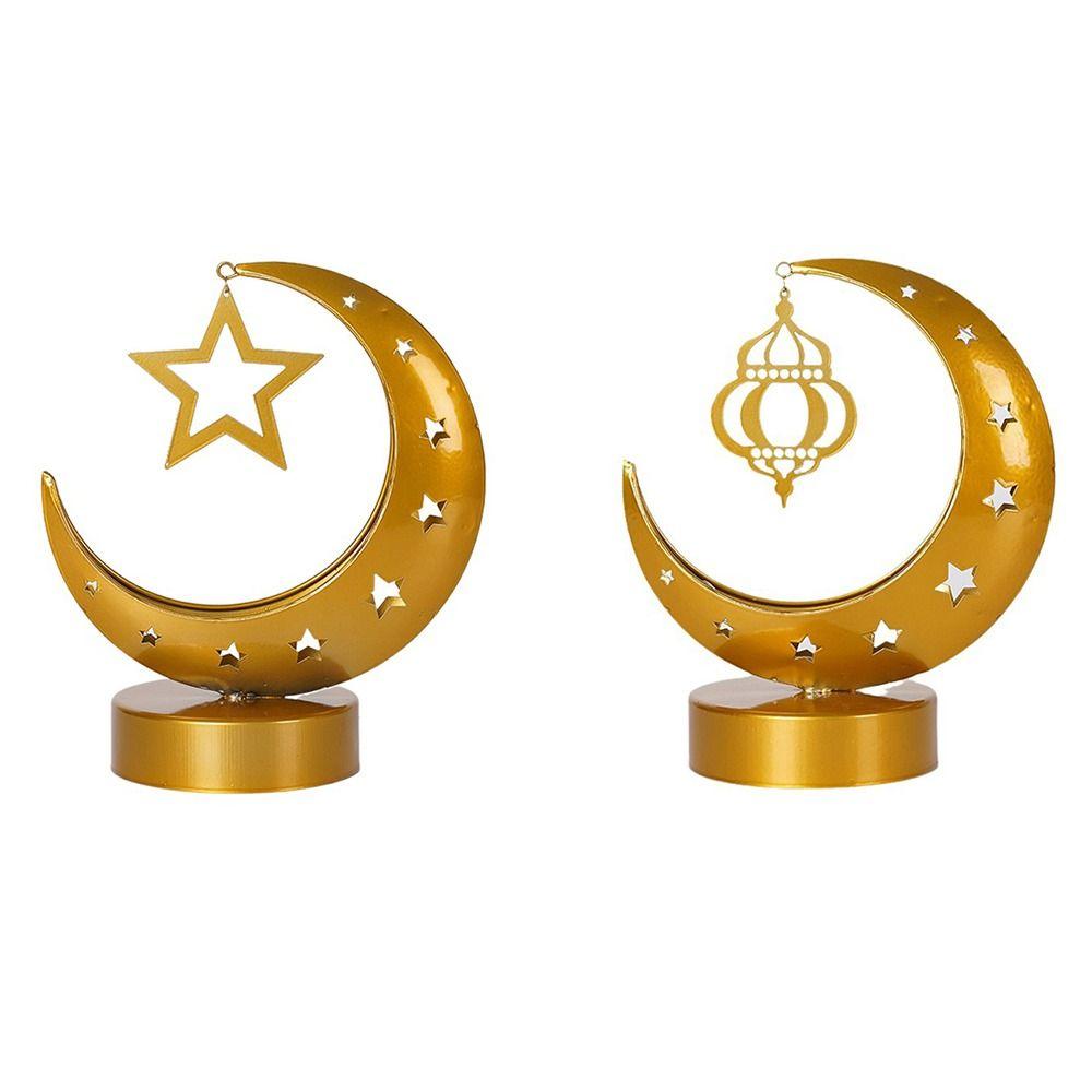 Wrought Iron Hollow Ramadan Desk Lamp Metal Art Design Ramadan Decorative Light  Bedroom Lighting