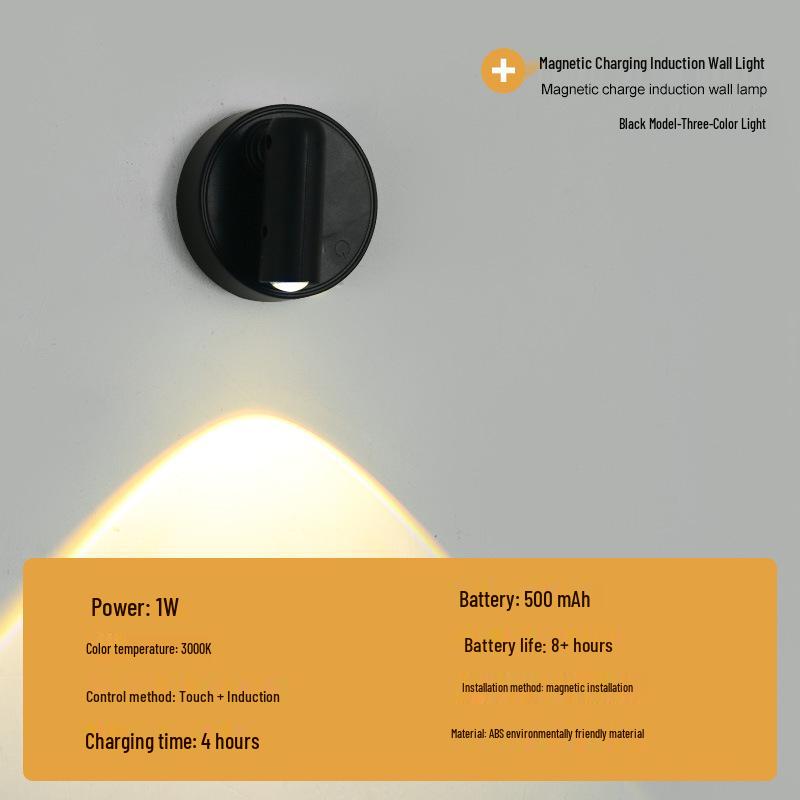 Kabellose LED-Wandleuchte mit verstellbarem Spot, Touch- und Fernbedienung, 3 Lichtmodi, keine Installation erforderlich – Perfekt für Schlafzimmer oder Flur.