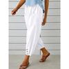 2026 Loose High-Waisted Buttoned Cotton Linen Wide-Leg Nine-Point Women's Pants