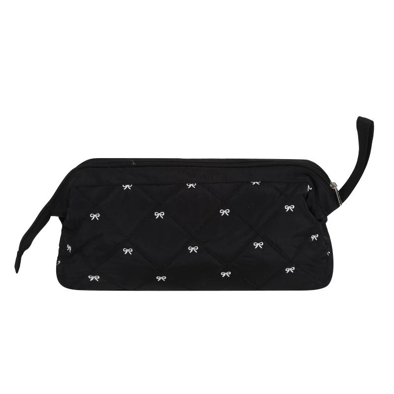 Hair Dryer Storage Bag For Travel Kawaii Cute Bow Embroidery Hair Tools Organizer With Zipper Cosmetic Makeup Bag 1-5PCS