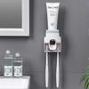Toothpaste Dispenser and Toothbrush Holder, Wall Mount (Blue)