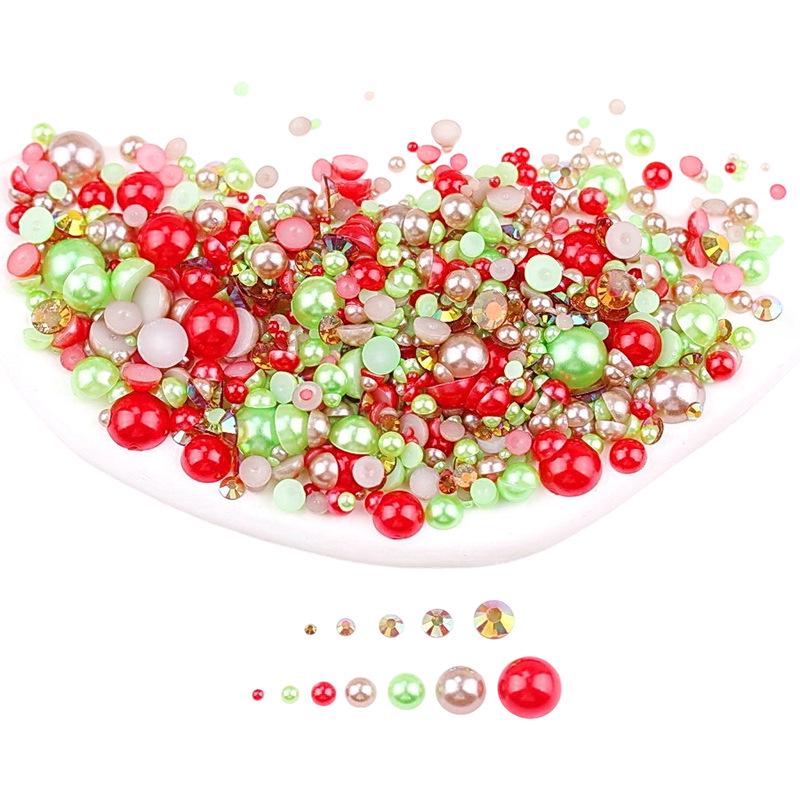 2mm-10mm Mixed Pearl & Resin AB Plated Half-Round ABS Imitation Pearl DIY Accessories