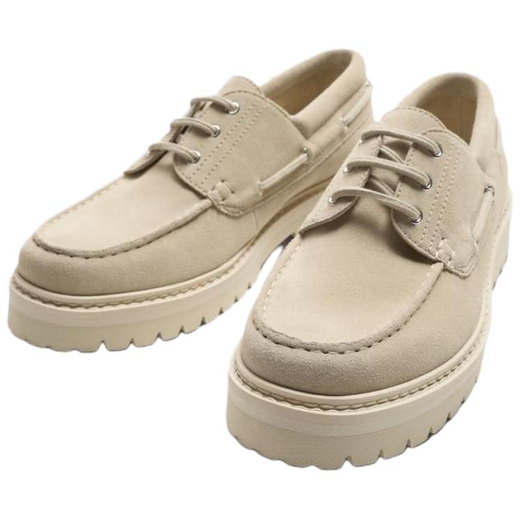 Zara Leather Lightweight Comfortable Sailing Boat Shoes Men Shoes Light-Beige 12413520002