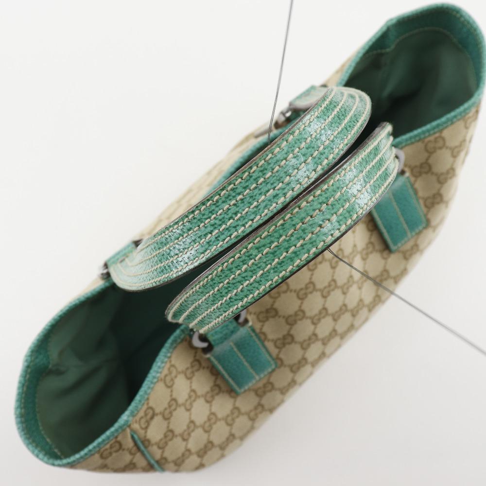 GUCCI Tote Bag 113017 Beige / green GG canvas Women Used