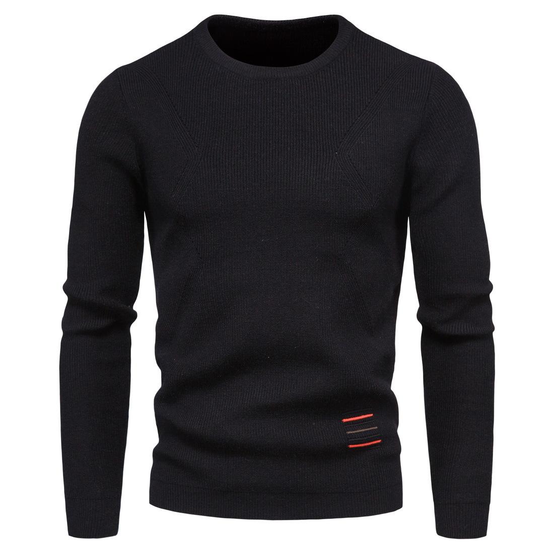 

Мужские базовые свитера на осень 2025 года, однотонные, с круглым вырезом, с длинным рукавом, вязаные, мужской пуловер, зимняя мода, новые теплые свитера для мужчин XL чёрный