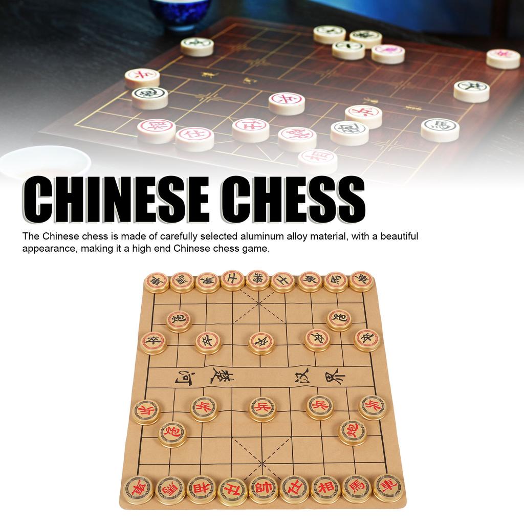 Aluminum Alloy Xiangqi Chinese Chess Set Portable Chinese Chess Set with Folding Board