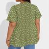 Plus Size Women's Fashion Casual Vintage Printed O-Neck Short Sleeve Button T-Shirt Top
