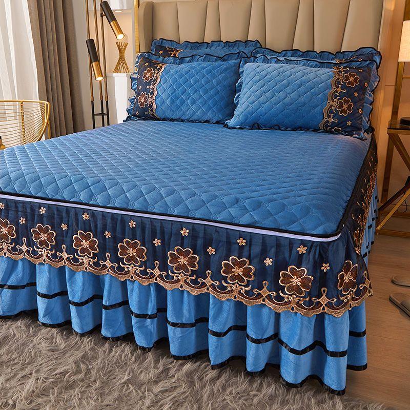 

Современный комплект постельного белья с узором «Аргайл» и вышитой кружевной отделкой — роскошный комплект из 3 предметов из сверхмягкого полиэстера 1.5m bed skirt 3pcs set