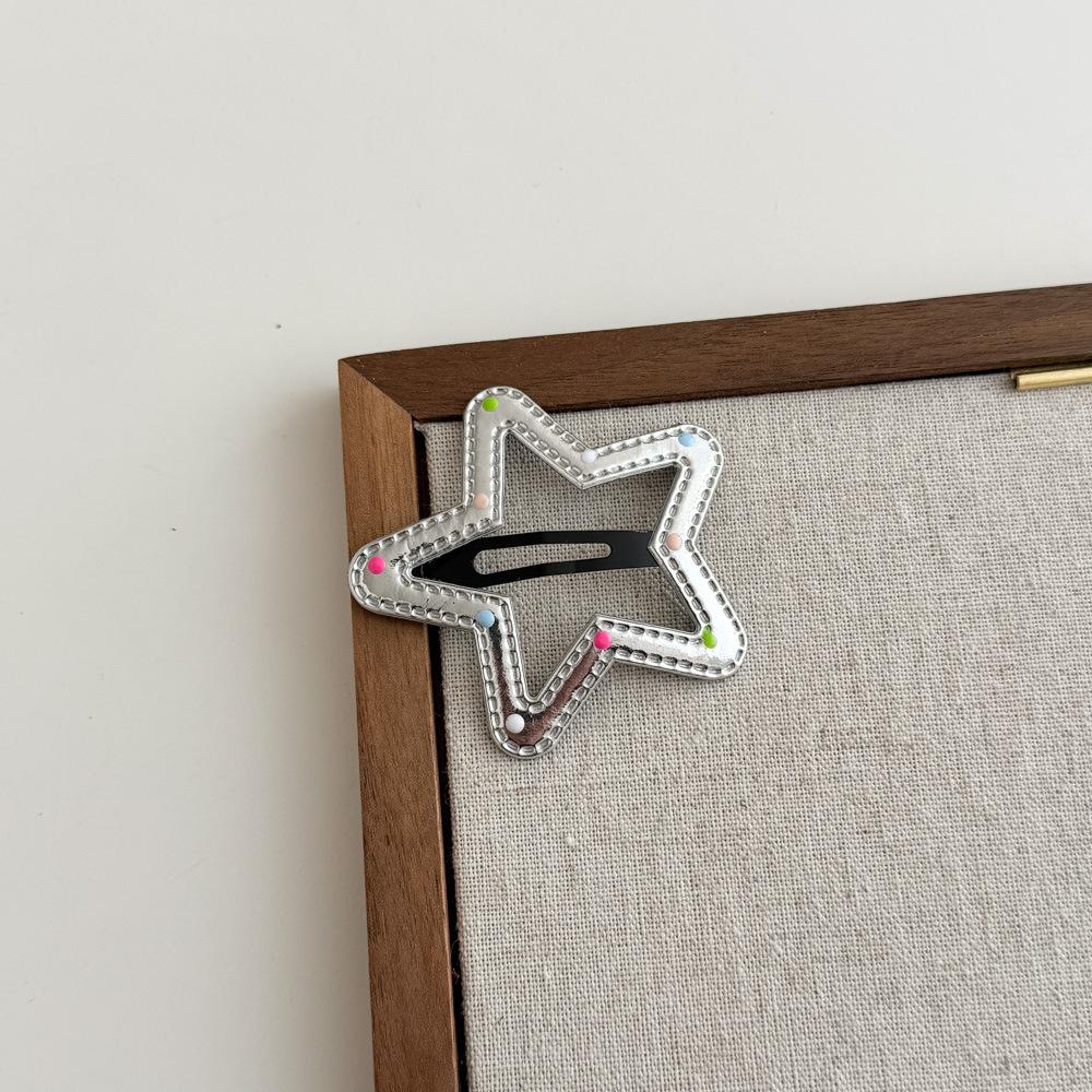 Silbernes Leder Coole Farbe Polka Dot BB-Klammer Geometrische Kinder-Haarnadel Seiten-Haarnadel für abgebrochenes Haar Mädchen-Pony-Klammer Zubehör
