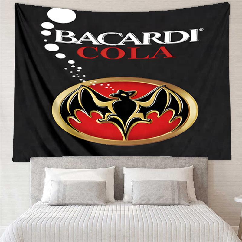 Bacardi Rum Bat Logo Tapestry Room Decoration Wall Hanging for Living Room Bedroom, dormitory, Birthday and Christmas gifts