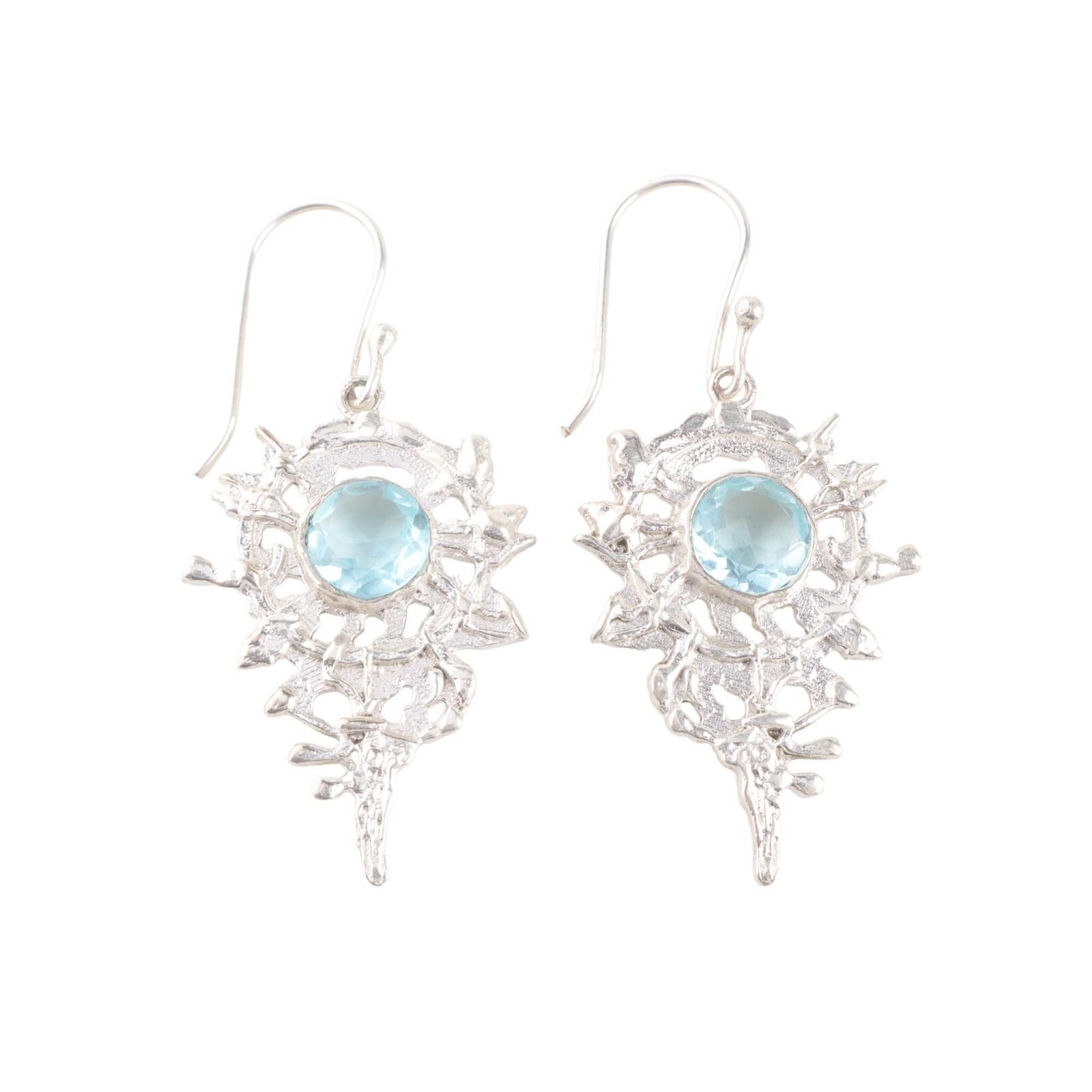 

Небесно-голубой топаз драгоценный камень 925 стерлинговое серебро ручной работы модные серьги 2,2 CE-16-2