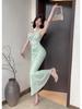 Elegant Noblewoman Mesh Splicing Camisole Dress - Sexy, Hip-Hugging Long Dress with Mature, Pure Desire Style