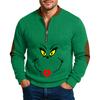 Christmas Men's Outdoor Zipper Long Sleeved Casual Top Sweatshirt