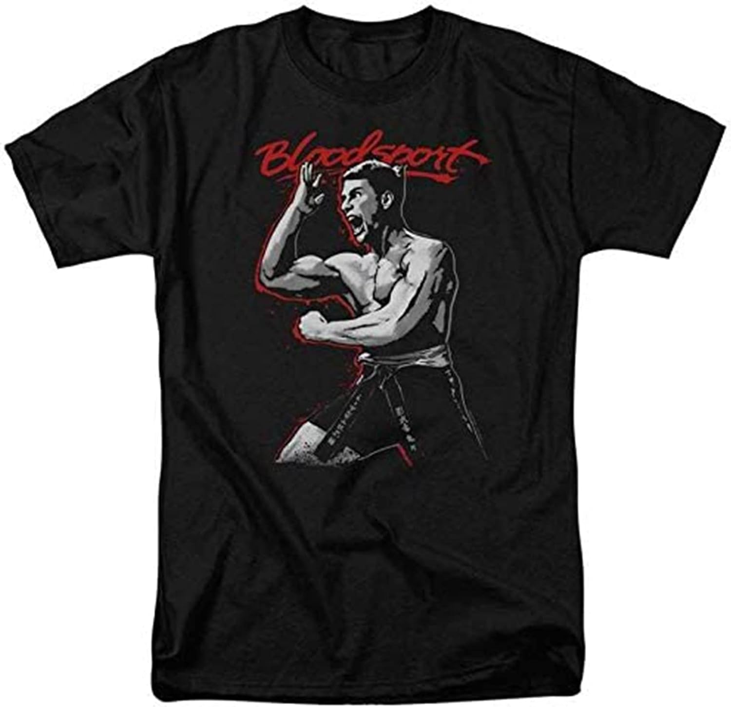 Bloodsport Mens Men T Shirt 1980s Karate Movie Van Damme Cotton Graphic tee XS чёрный