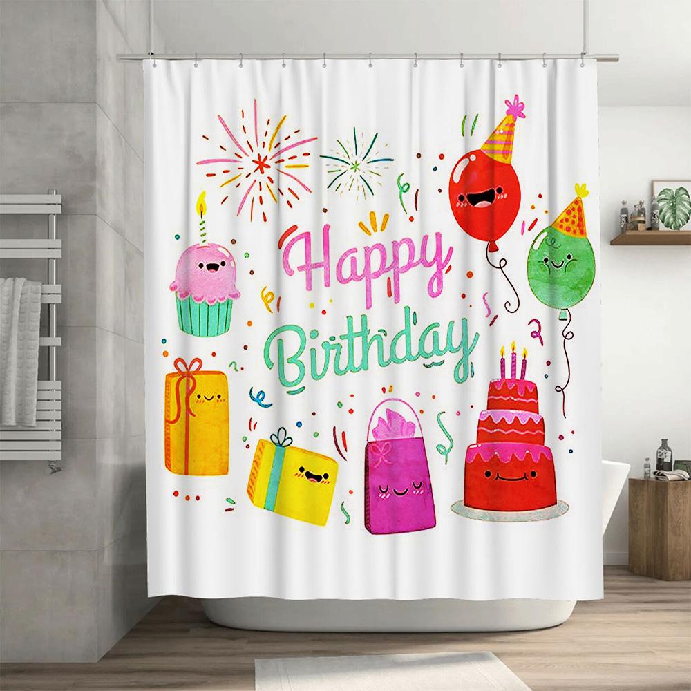 Blue Yellow Geometric Shower Curtain Modern Bathroom Decor with Hooks Set for Kids Bathing Room Perfect Gift 72 inches Long