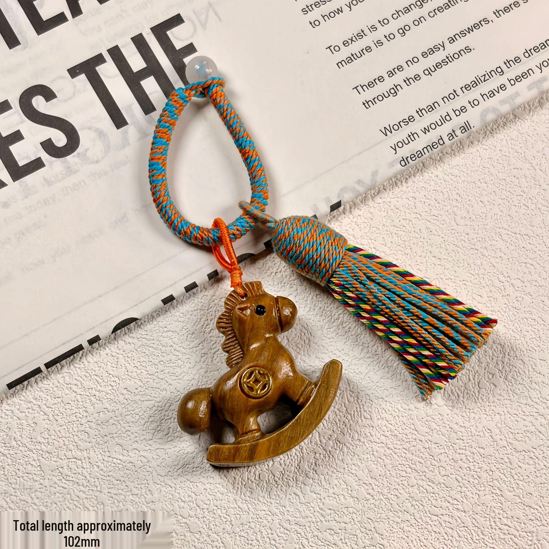 Sandalwood Carved Horse Keychain & Pendant Ornament