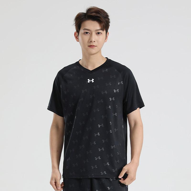 Under Armour Short Sleeve Fitness Training Running Quick Dry Loose Fit Printed T-Shirt Unisex Tops Black 21500531-001