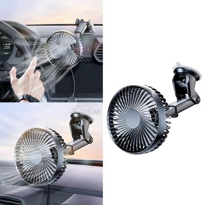 Car Suction Cup Fan USB Power Dashboard Windscreen Mount Cooling Fan Interior Air Circulator Fan 360 Degree Rotating Fan
