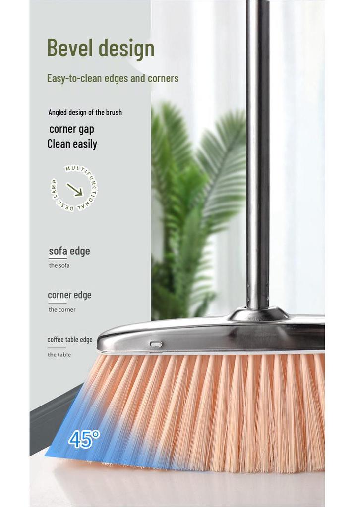 Stainless Steel Extra Thick Dustpan & Broom Set for Household Use