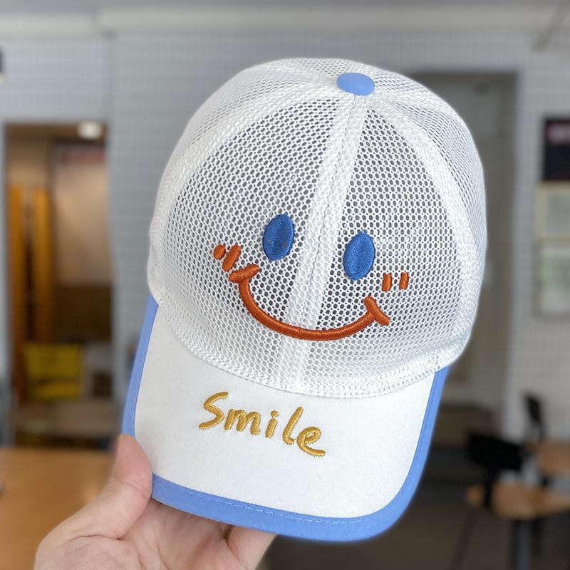 Boys' Baseball Cap with Smiling Face Embroidery, Children's Cat Hip-hop Net Hat, 2-8 Year Old Children's Sun Hat