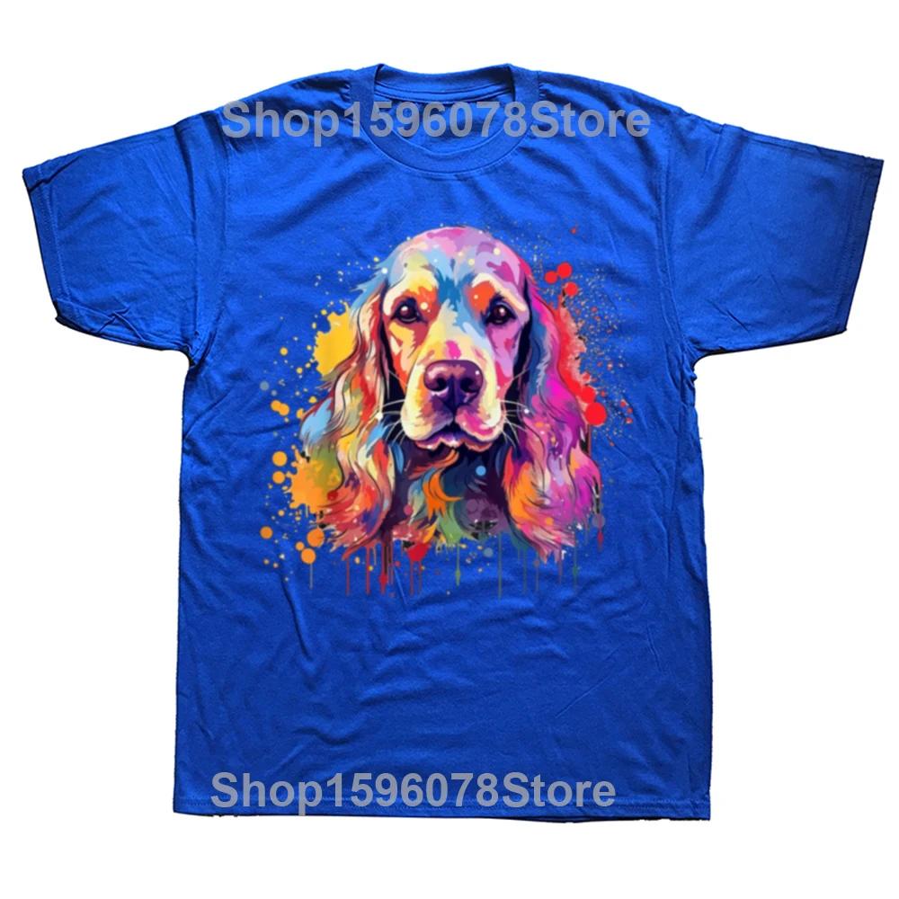 Buntes Splash Art Cocker Spaniel Hund T-Shirt Grafik T-Shirts Herren Kleidung T-Shirt Oberteile Rundhals Kurzarm T-Shirt Camisetas