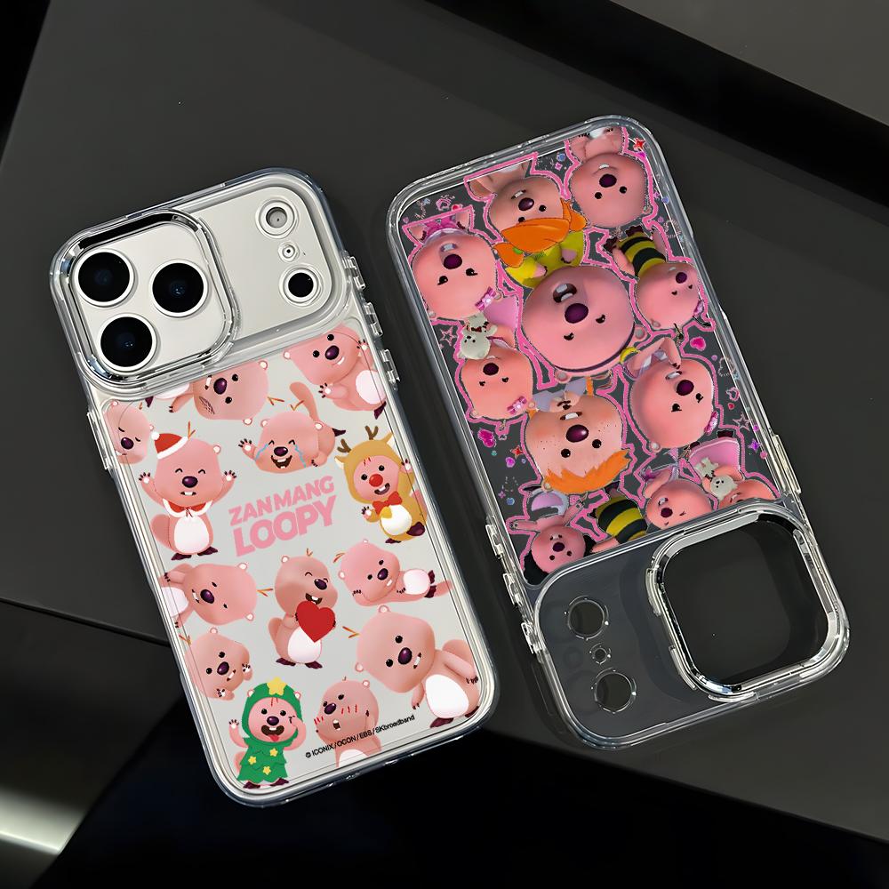 Pink Beaver Loopys Phone Case for Apple iPhone 17 Air 16 16e 15 14 13 12 11 Pro Max X Xs XR 8 Plus Luxury Clear Cover