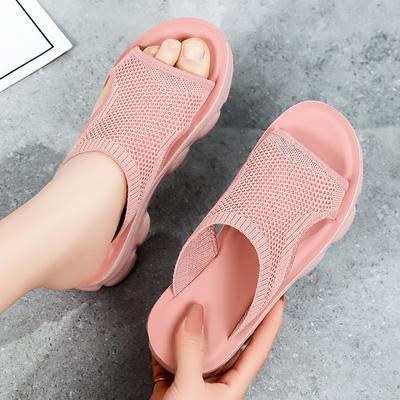 Shoes for Women's Summer New Wedge Slippers for Women's Breathable Outer Wear Semi-drag Thick-soled Ladies' Sandals