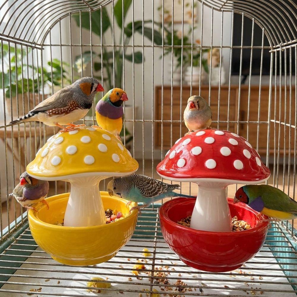 Resin Bird Feeder Bowl Anti Tip Parrot Food Container Practical Feeding Station Balcony