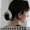 Floral Satin Jacquard Scrunchie_Small_Beige