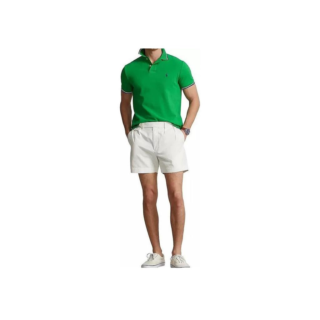 Polo Ralph Lauren Logo Embroidered Striped Trim Short Sleeve Polo Shirt Men Polo Shirts Green 710844275-035