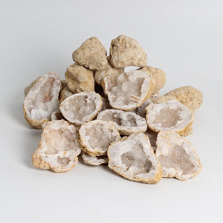 Natural Moroccan Quartz Geodes Raw Hollow Crystal Clusters Mineral Specimens for Healing, DIY Cracking, and Home Decor