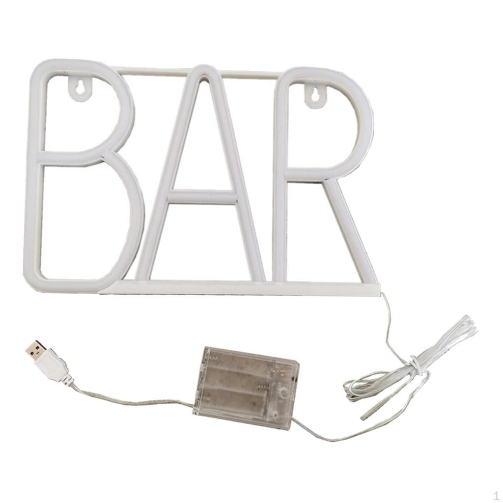 Bar Neon Sign for Business, Light Up Letter LED USB Powered Wall Art Decor Pub, Party,