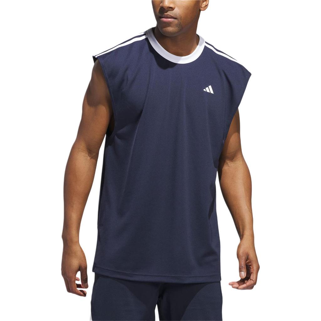 Adidas Logo Gestreift Schnelltrocknend Ärmelloses Basketball-Tanktop Herren Tops Tintenblau IY3723