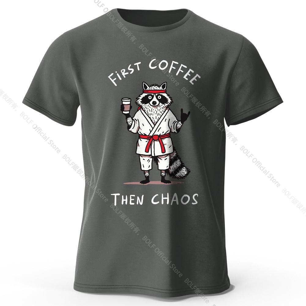 Men's First Coffee Printed T-Shirt 100% Cotton Oversized Morning Graphic Tees for Women Summer Tops Cafe Streetwear