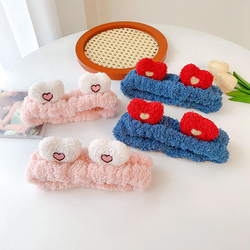 

1PC Soft Fleece Cute heart-shaped Hairbands Girls Lovely Headbands Pink Hair band