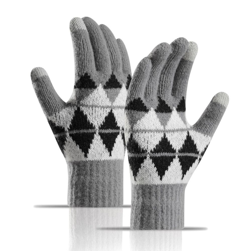 Thickened Knitted Gloves Touchscreen Five Finger Gloves Finger Separated Warm Gloves Autumn Winter