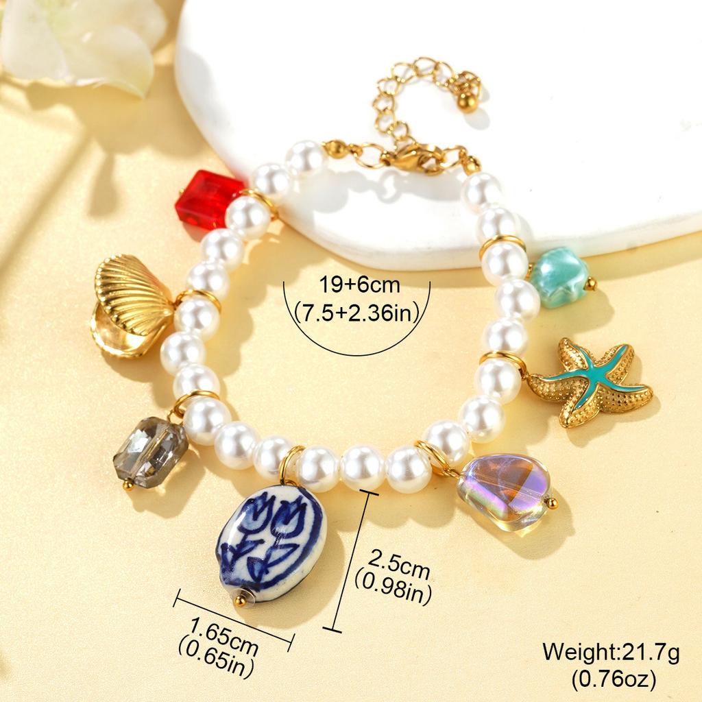 European and American stainless steel flower butterfly bracelet fashion summer beach wind shell conch niche necklace jewelry