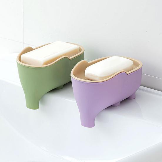 Soap Holder Non-Slip Design Easy To Clean Double Layer Versatile Soap Dish with Drain Holes Bathroom Decoration