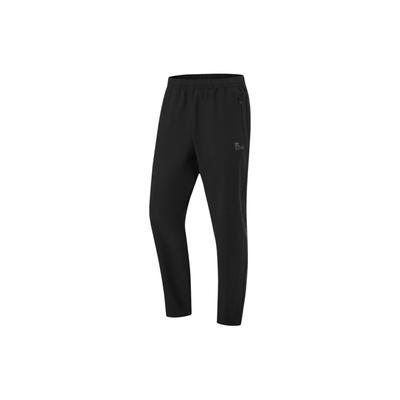 Li Ning Fitness Series Solid Color Casual Elastic Straight Leg Knit Sports Pants Men Bottoms Black AYKU595-1