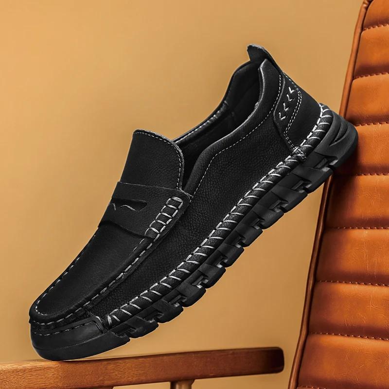 Luxury Brand New Mens Loafers Handmade Casual Shoes for Men Slip On Flats Walking Shoe Breathable Man Driving Footwear Moccasins