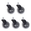 5 Pcs Chair Rotate Wheel 3in 360 Degree Noise Free Scratch Resistant Straight Chair Caster for Office
