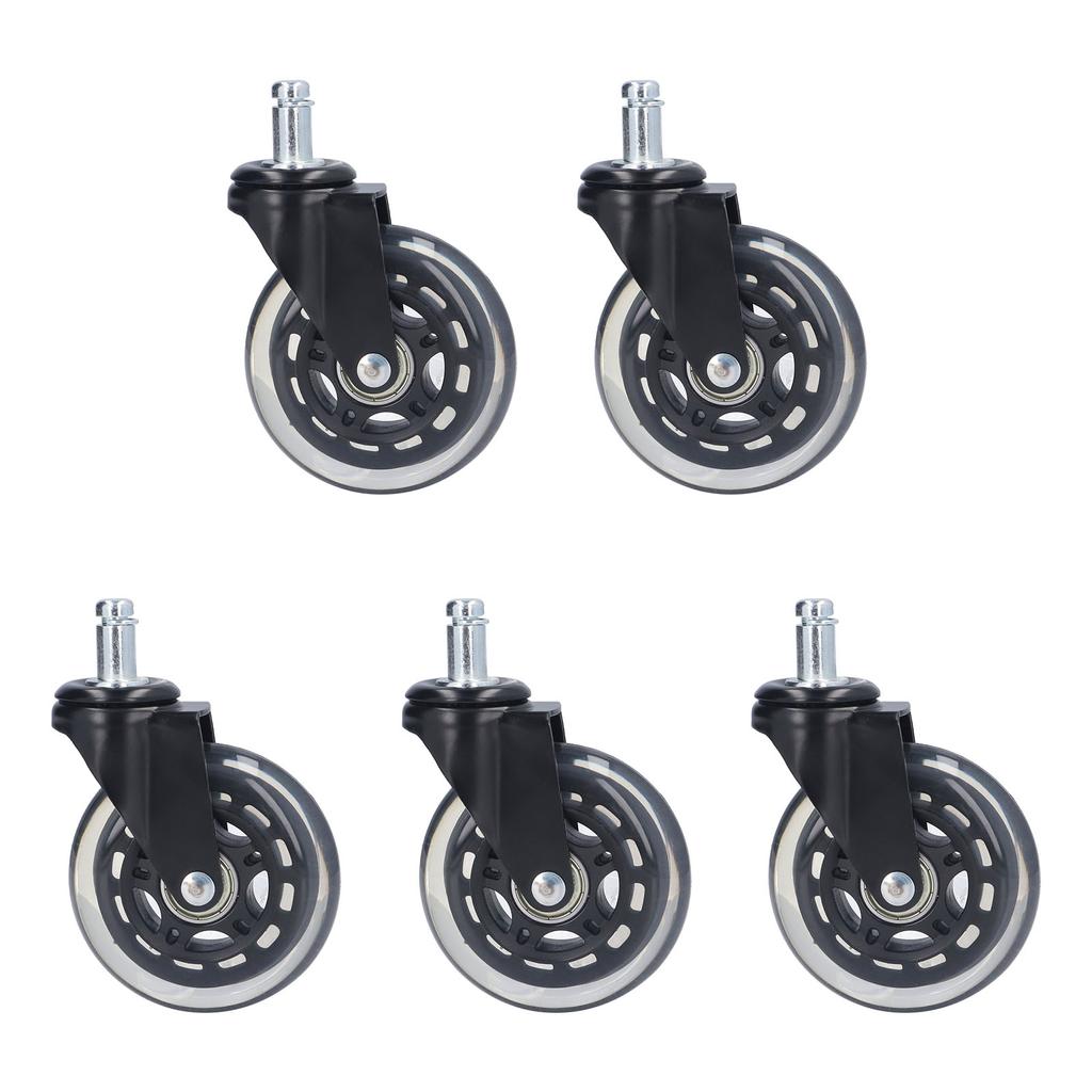 5 Pcs Chair Rotate Wheel 3in 360 Degree Noise Free Scratch Resistant Straight Chair Caster for Office