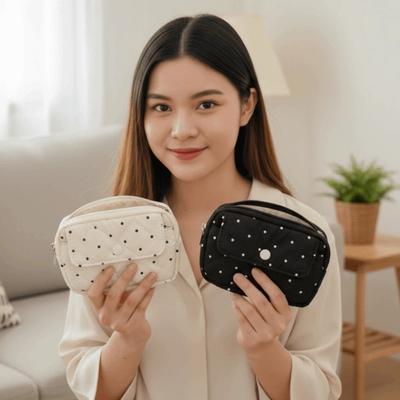 Portable Polka Dot Tampon Storage Bag Large Capacity Thickened Cotton Coin Purse Polyester Korean Style Makeup Pouch Girls
