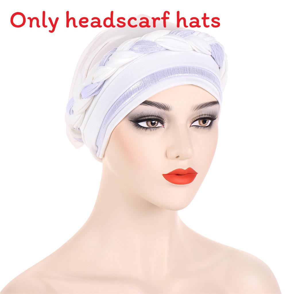 

Модная короткая полиэстеровая коса-повязка на голову без козырька для ношения весной и летом белый