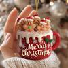 1/2/3Pcs Merry Christmas Gingerbread Man Family Ornament Red Ceramic Mug Pendant with Frosting Snowflake Patterns