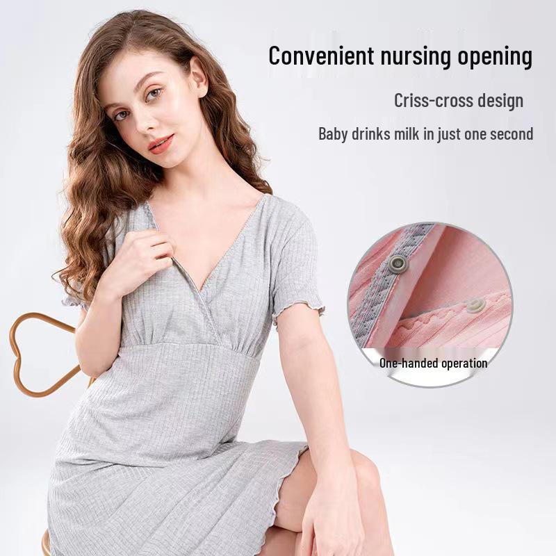 Maternity Nursing Dress - Summer/Autumn Fashion for Pregnant and Postpartum Women